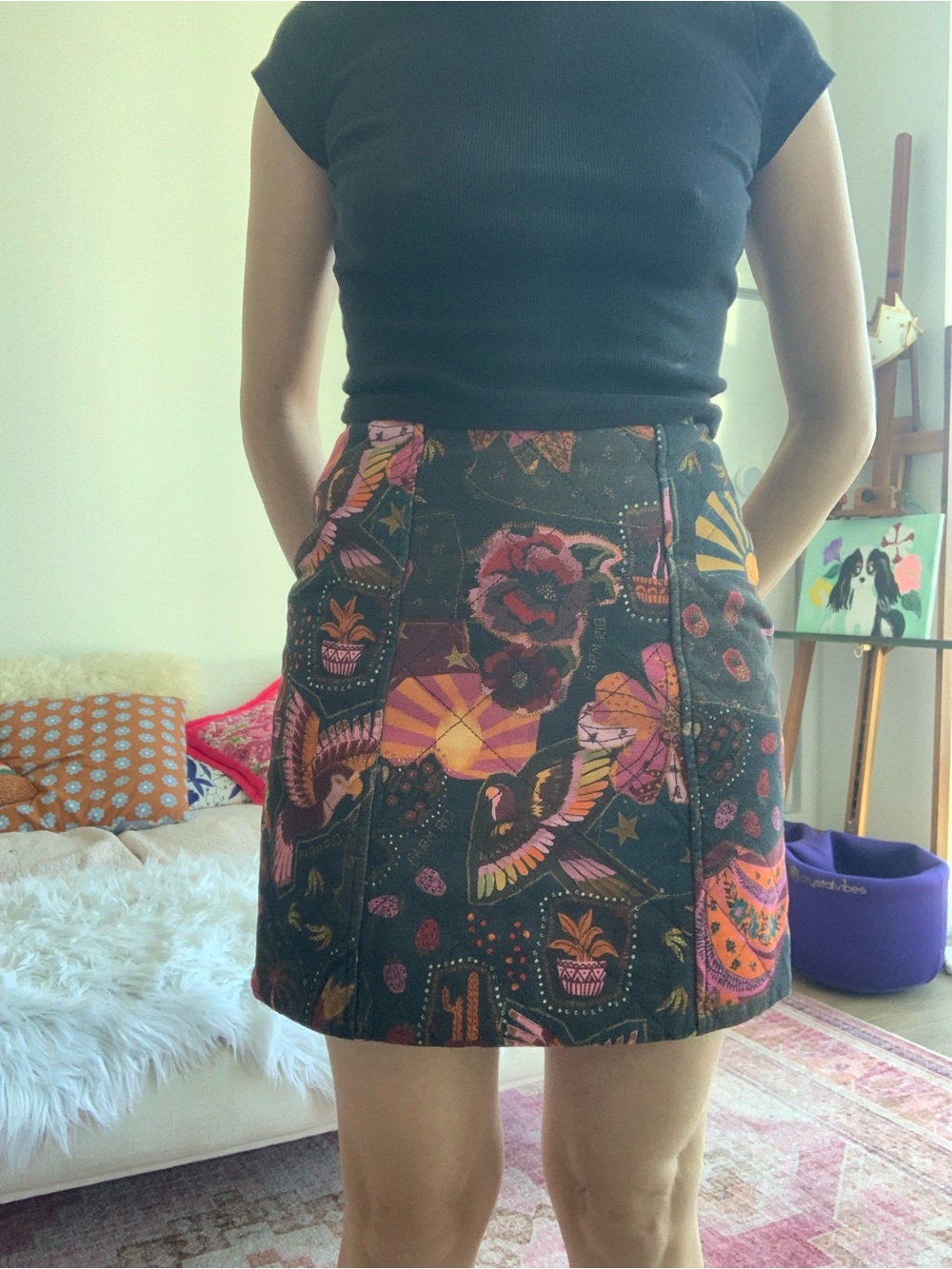 Farm Rio Quilted Skirt Mini Skirt